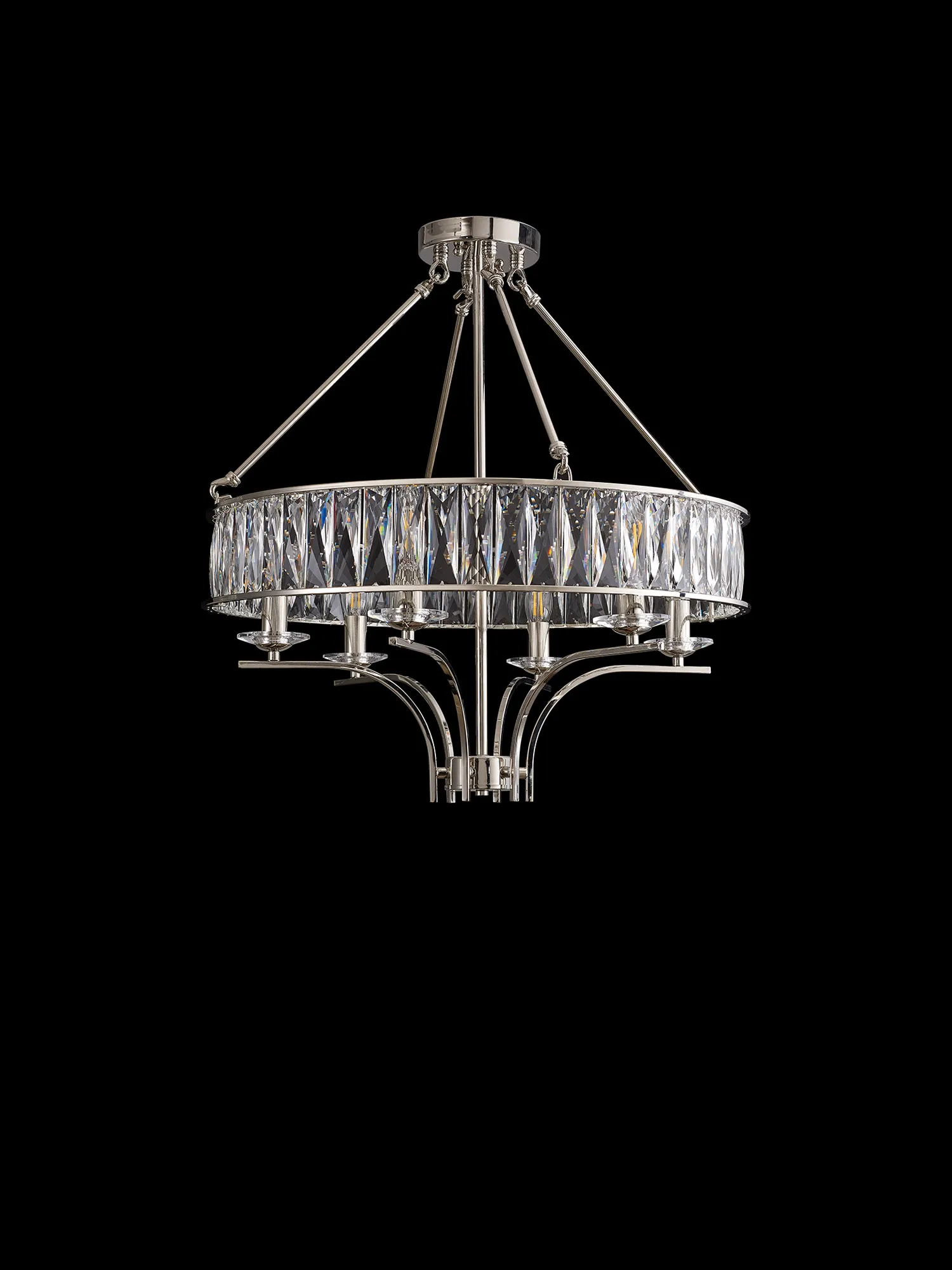 Vivienne Crystal Pendant/Semi Ceiling 6 Light Polished Nickel IL31819  Diyas Vivienne Polished Nickel